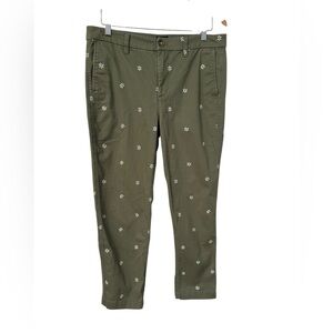 J. Crew Factory Daisy Print High Rise Girlfriend Chino Women’s Pant 10 Green